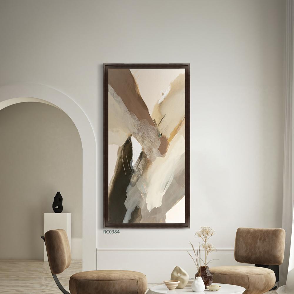 لوحة جدارية كانفس بتصميم تجريدي بتدرجات رمادي وأسود وبني وبيج