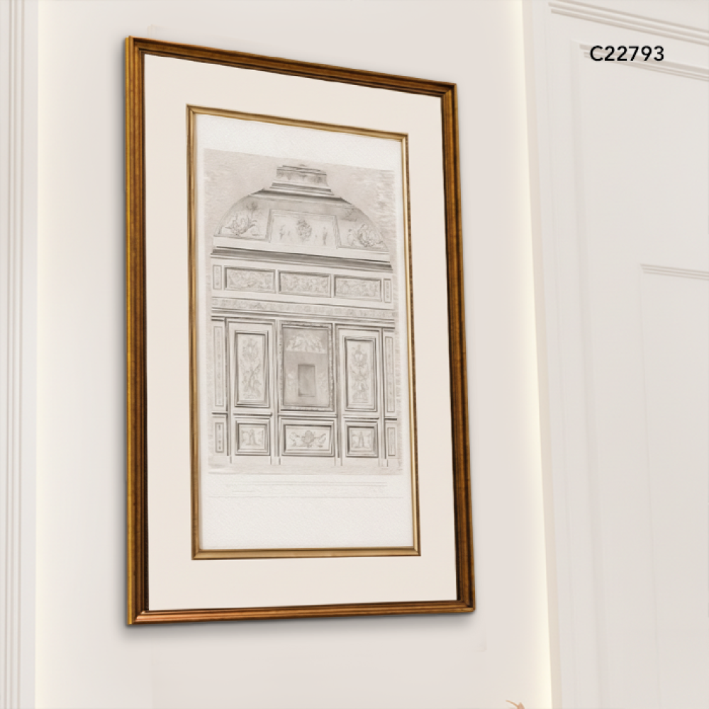 لوحة جدارية كانفس بتصميم يصور واجهة معمارية كلاسيكية بإطارات متعددة