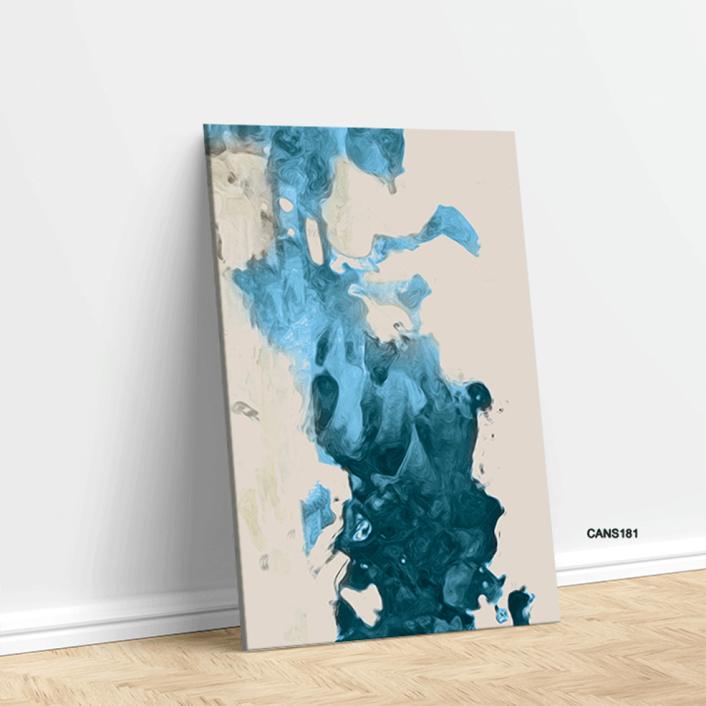 لوحة جدارية كانفس طابع مائي دخاني تدرجات أزرق وبيج