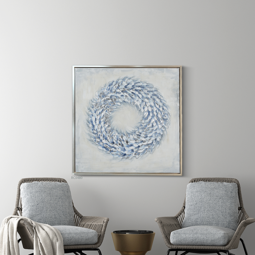 لوحة جدارية كانفس دائرة بتدرجات الازرق