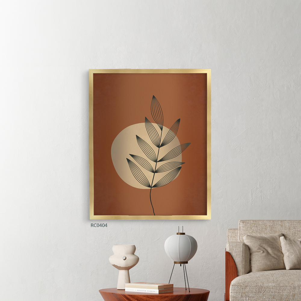 لوحة جدارية كانفس تصوّر ورقة شجرة بتدرجات البني مع البيج
