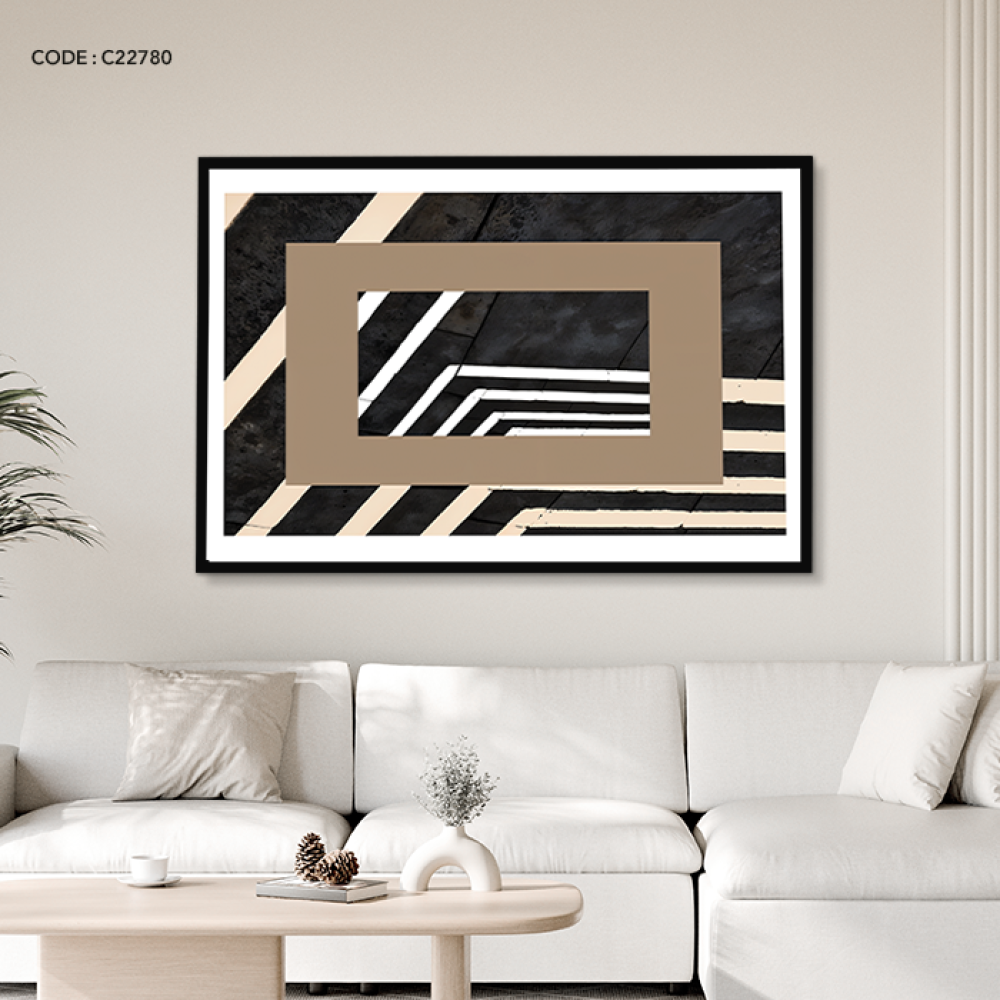 لوحة جدارية كانفس بتصميم لخطوط مستقيمة وزوايا حادة