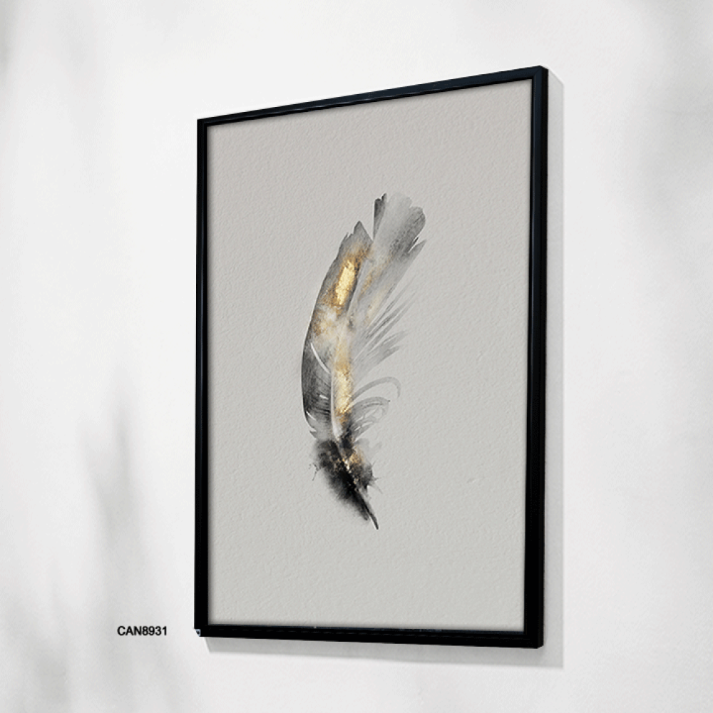 لوحة فنية جدارية كانفس ، ريشة - تدرجات الذهبي مع الأسود والبيج -