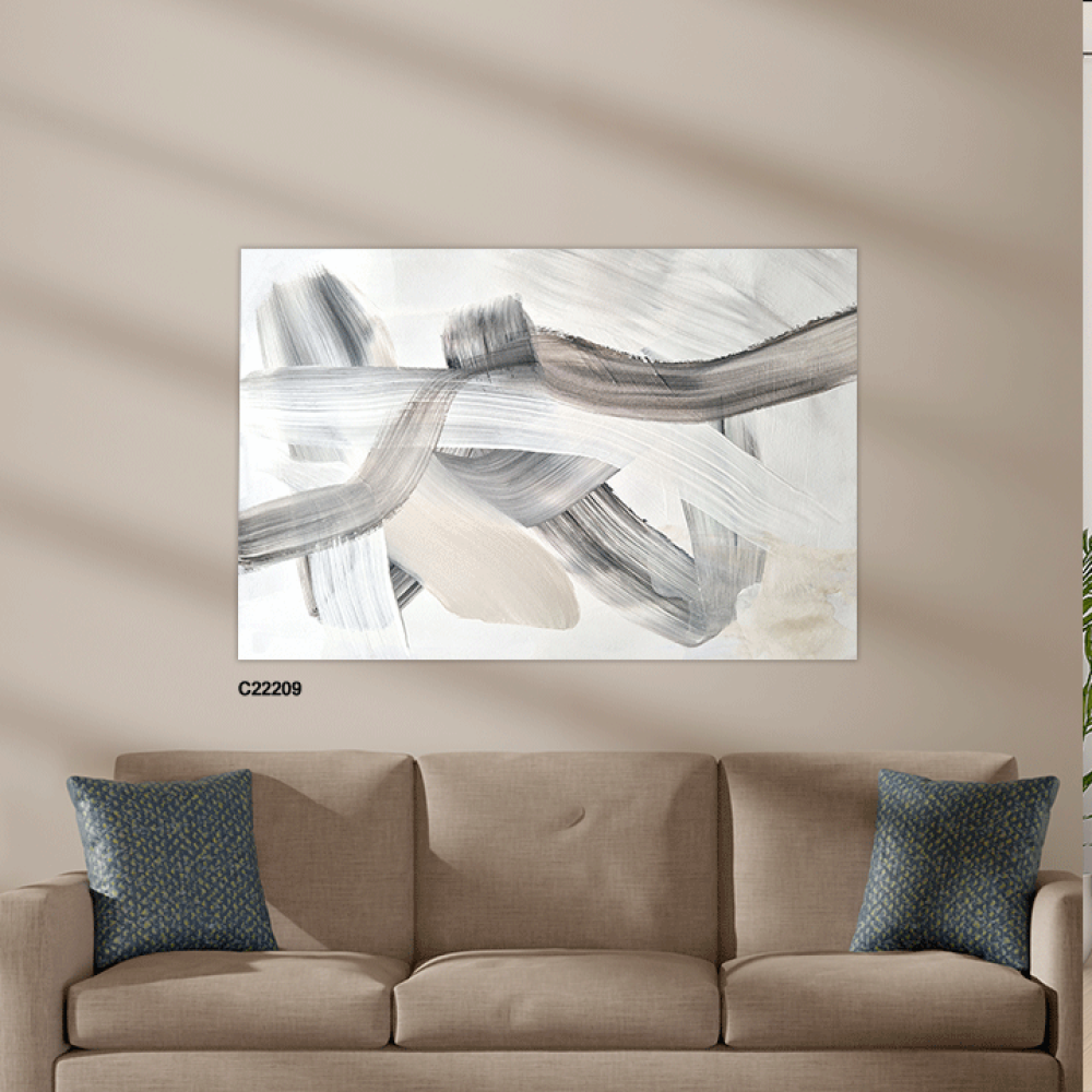 لوحة فنية جدارية كانفس ، دمج ألوان - تدرجات البيج والبني مع الرمادي والأبيض