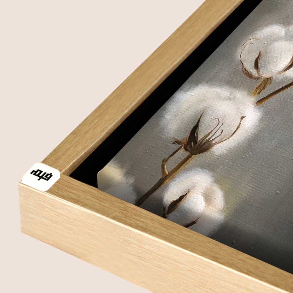 لوحة جدارية كانفس مقسمة زهرة القطن تدرجات البني مع الرمادي والأبيض