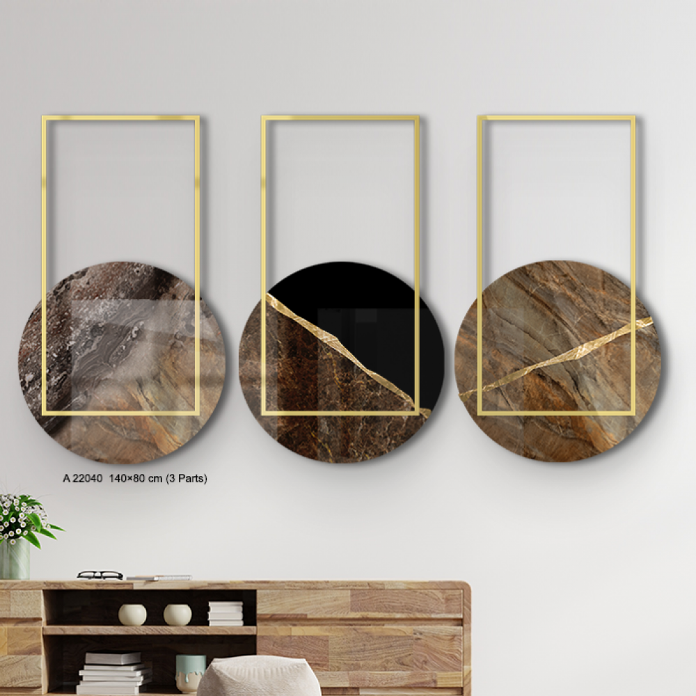 مجموعة لوحات جدارية عصرية من الأكريليك بتصميم بطابع رخامي