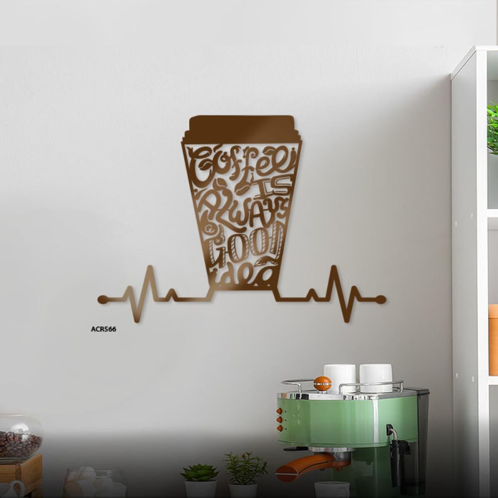 لوحة جدارية أكريليك تعرض كوب قهوه تدرجات اللون البني