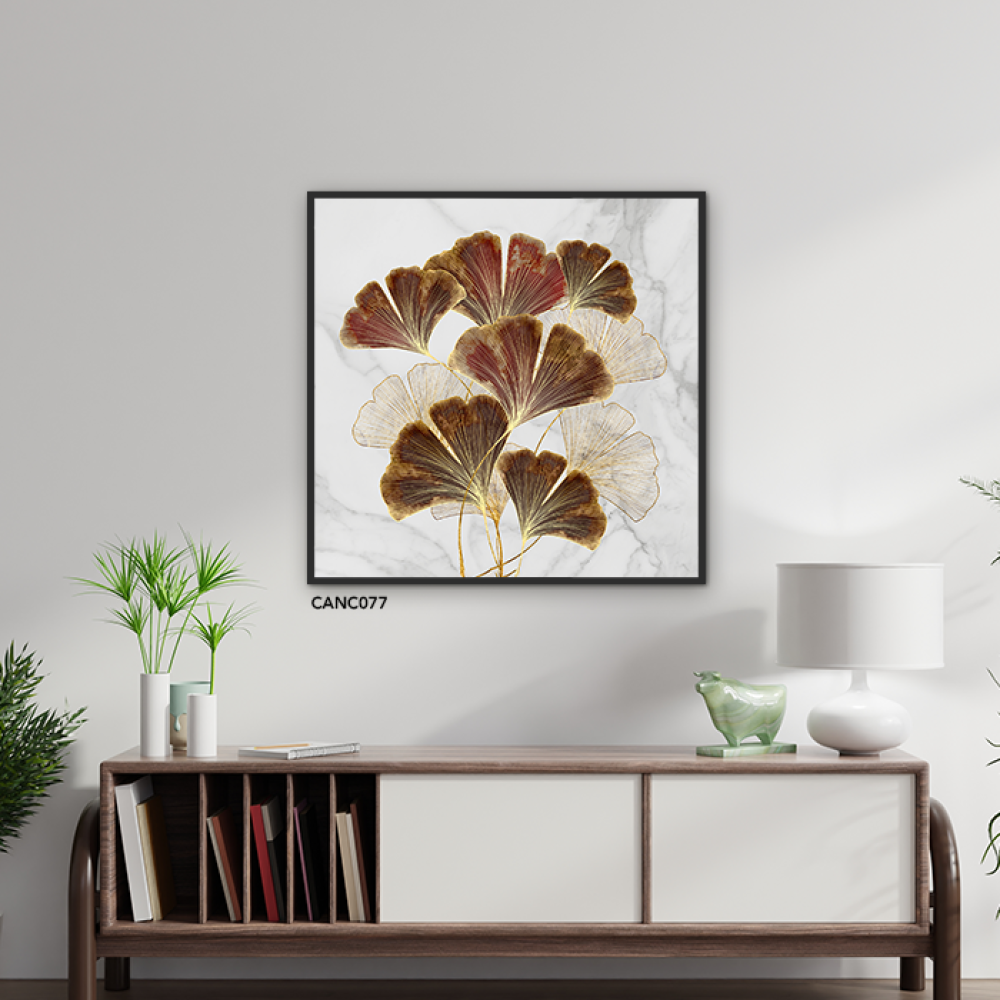 لوحة جدارية كانفس ورد درجات الذهبي والبني مع الرمادي والأبيض