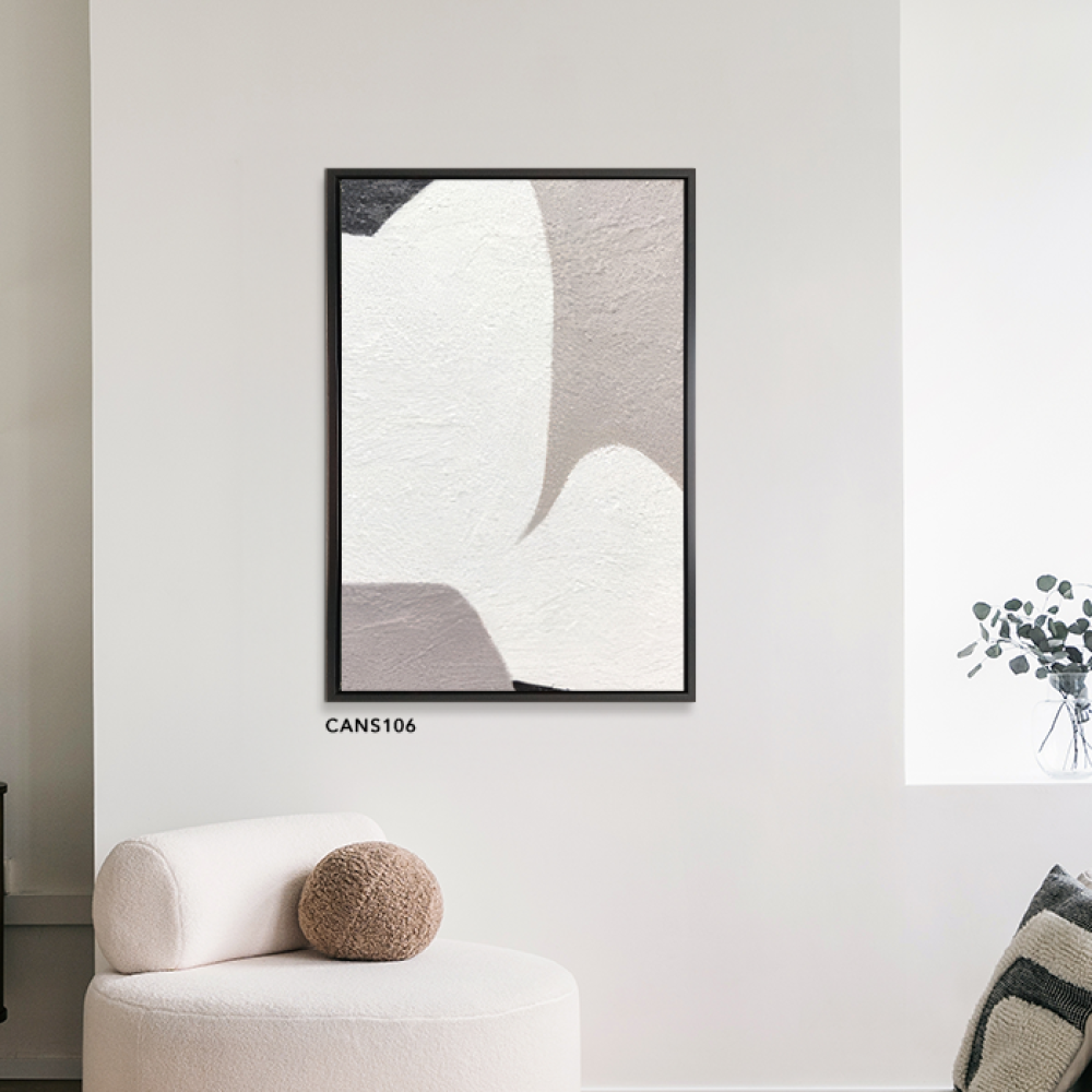 لوحة جدارية كانفس ، تداخل - تدرجات الابيض مع البيج