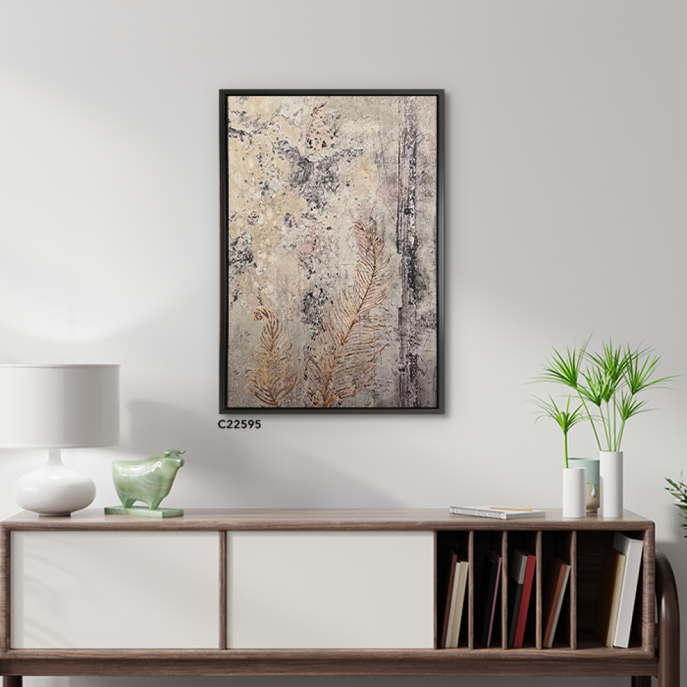 لوحة فنية جدارية كانفس تصور وردة بتدرجات الرمادي و الذهبي