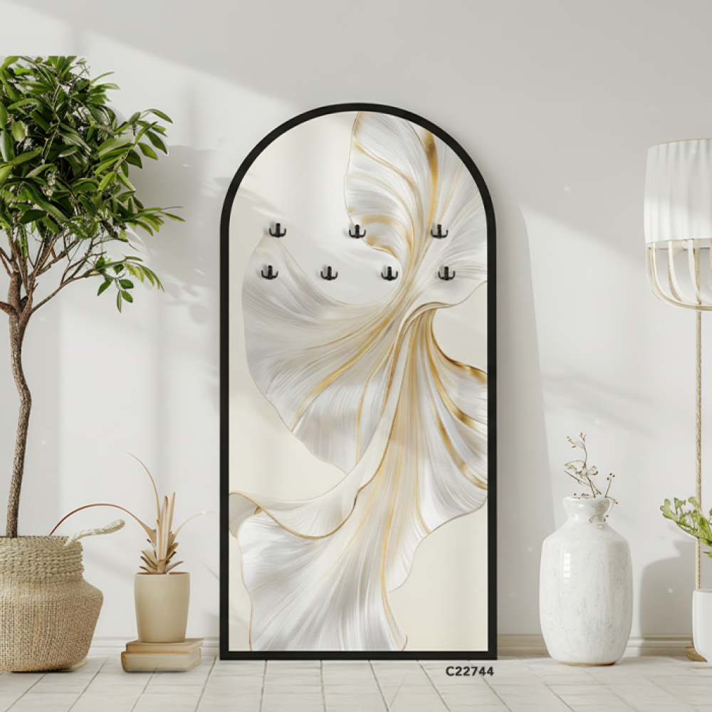 لوحة جدارية كانفس مقوسة مزودة بعلاقات معدنية تموج