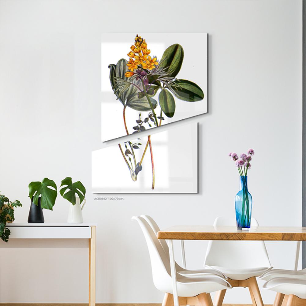 لوحة جدارية اكريليك مقسمة تصور ورودًا وأوراقًا