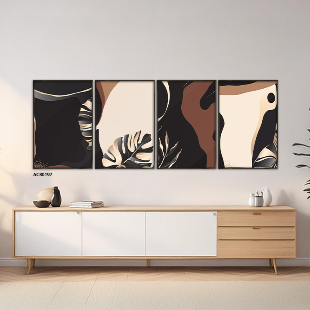 لوحة فنية جدارية اكريليك مقسمة أوراق شجر