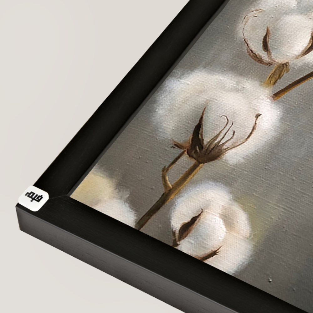 لوحة جدارية كانفس مقسمة زهرة القطن تدرجات البني مع الرمادي والأبيض