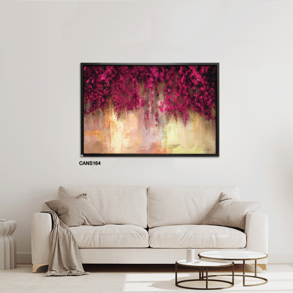 لوحة جدارية كانفس ورود وأغصان تدرجات الوردي