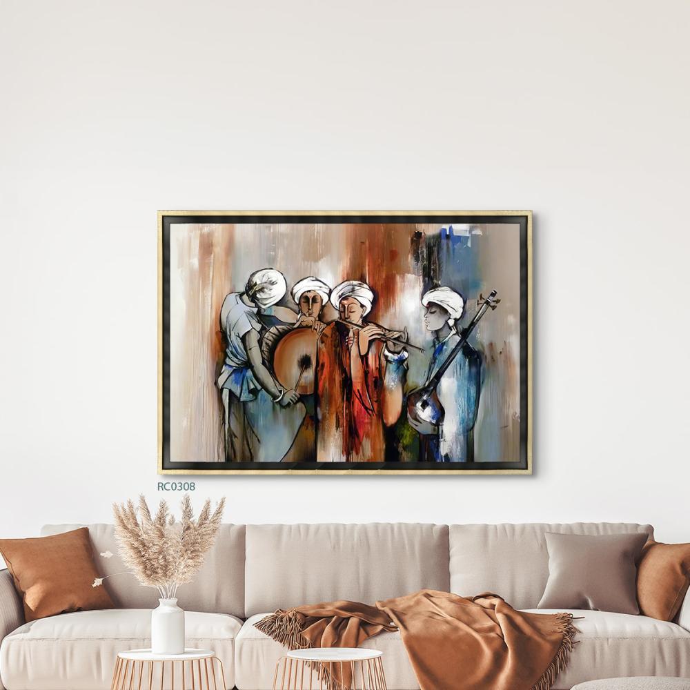 لوحة جدارية كانفس أشخاصًا ييعزفون على الات موسيقية ،فن تشكيلي