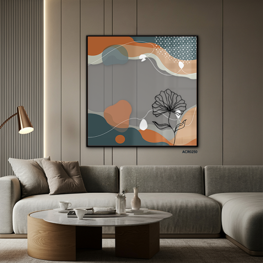 لوحة جدارية اكريليك وردة بألوان جميلة تتضمن البني والأخضر