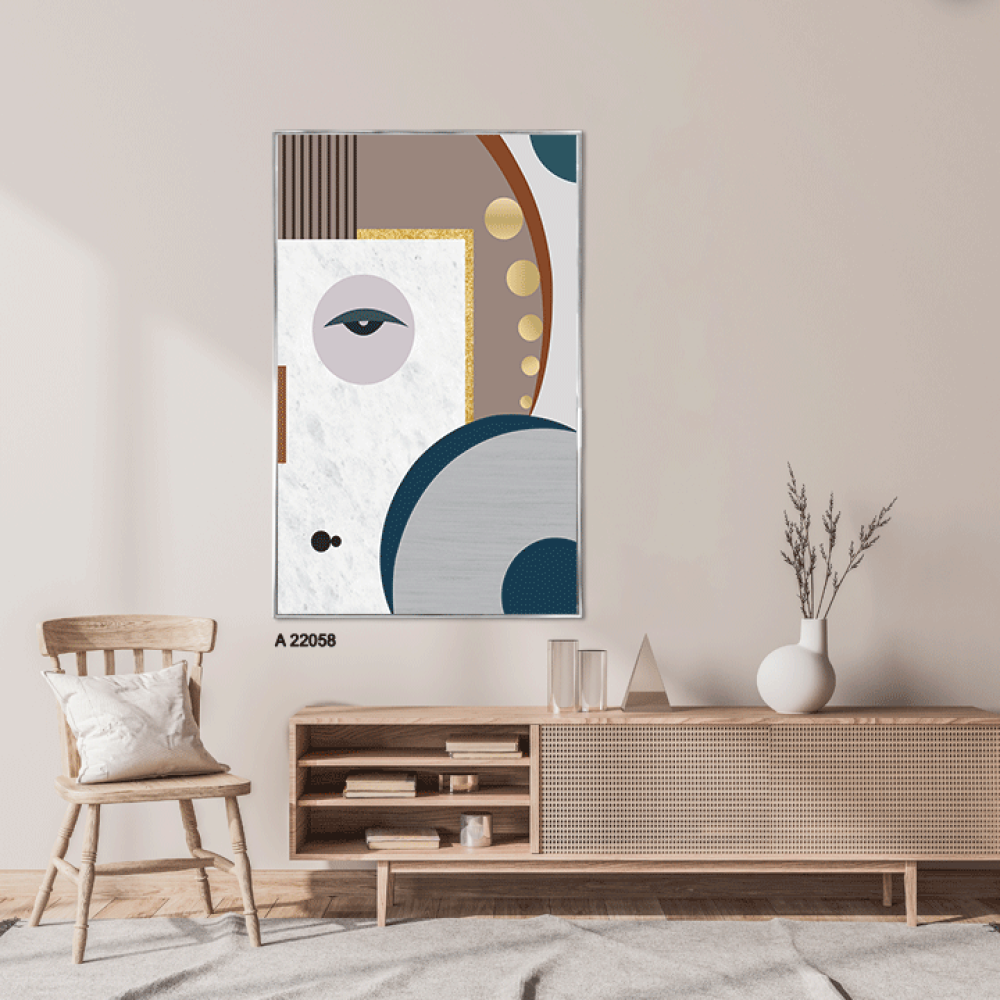 لوحة جدارية اكريليك تحمل اللون الرمادي والبني والازرق بأسلوب مودرن