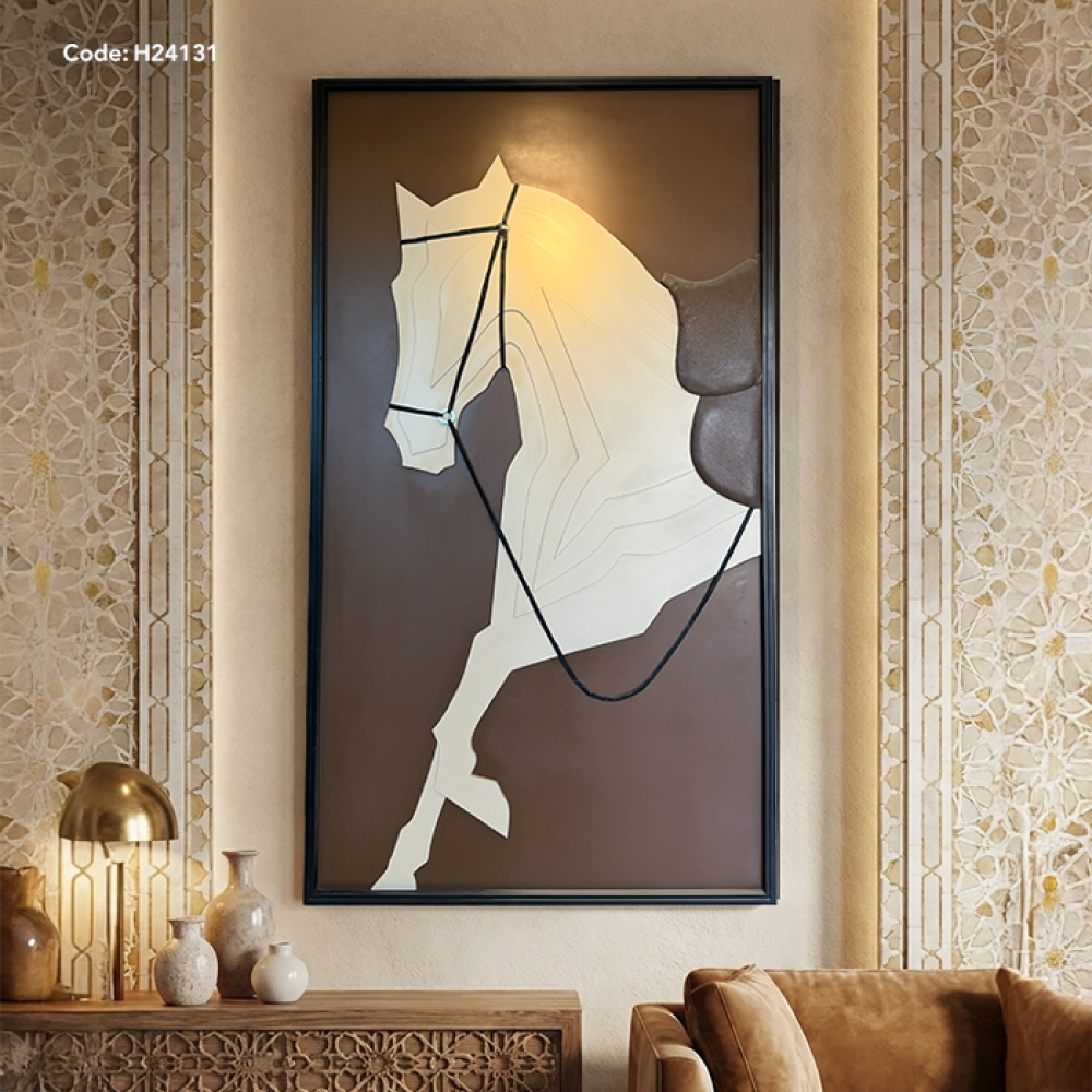 لوحة جدارية يدوية بطبقات فنية بتصميم حصان مودرن