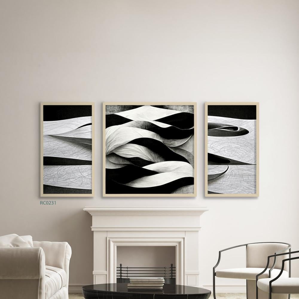 لوحة فنية كانفس تدرجات الاسود مع الرمادي والابيض