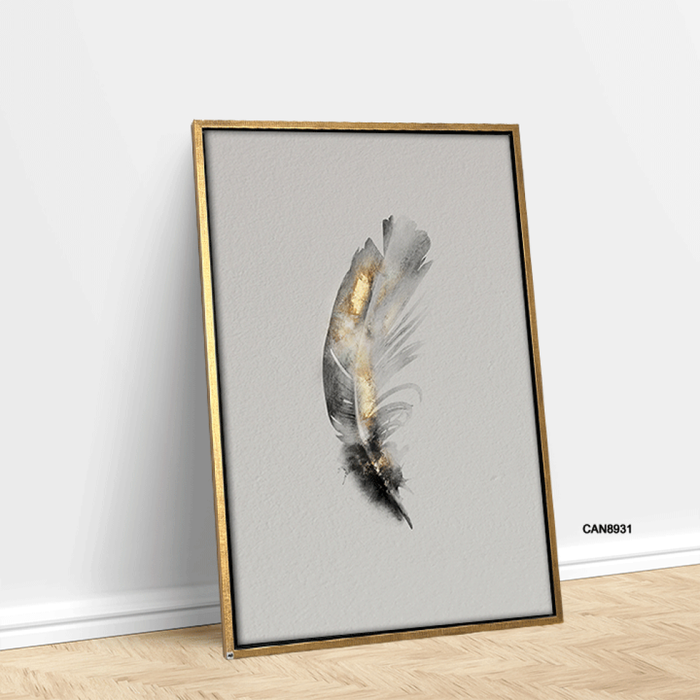 لوحة فنية جدارية كانفس ، ريشة - تدرجات الذهبي مع الأسود والبيج -