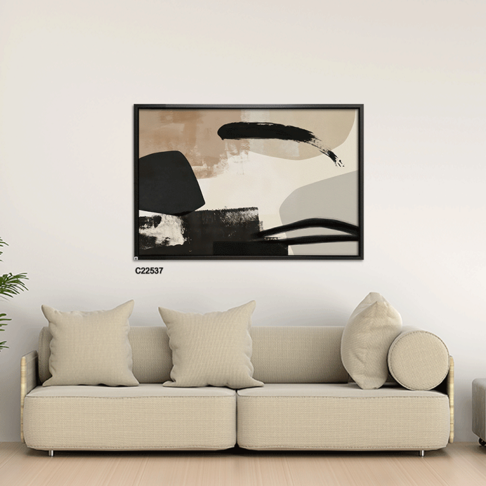 لوحة جدارية تصور تداخل الالوان من تدرجات البيج والبني والاسود والرمادي