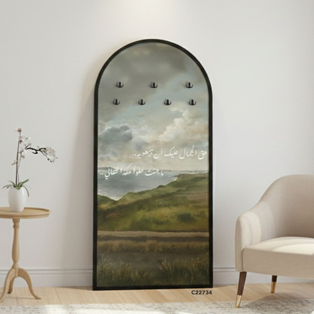 لوحة جدارية كانفس مقوسة مزودة بعلاقات معدنية