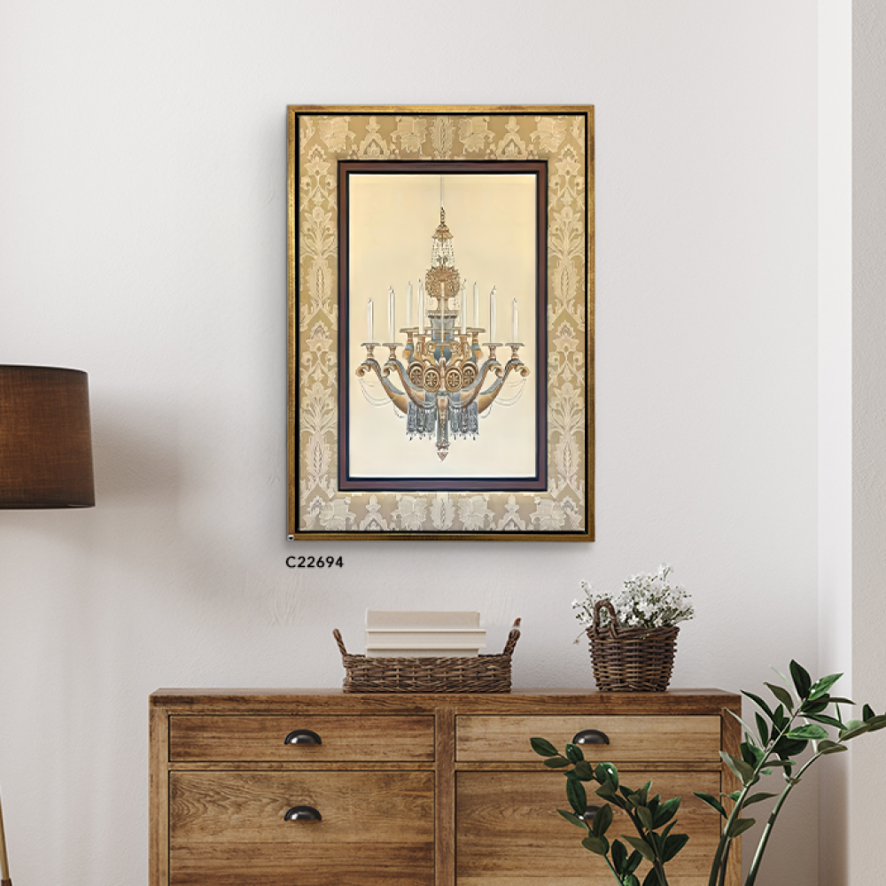 لوحة جدارية كانفس تصور ثريا كلاسيكية تحتوي على شموع