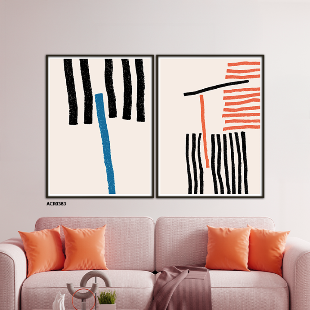 لوحة جدارية أكريليك مقسمة خطوط بألوان متنوعة