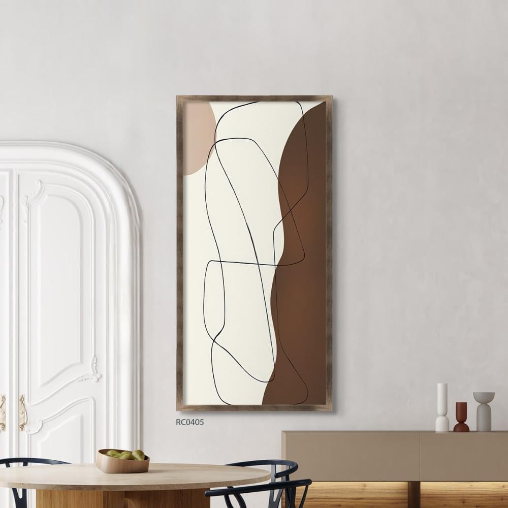 لوحة جدارية كانفس تتميز بتداخل خطوط تدرجات البني مع الأبيض والبيج