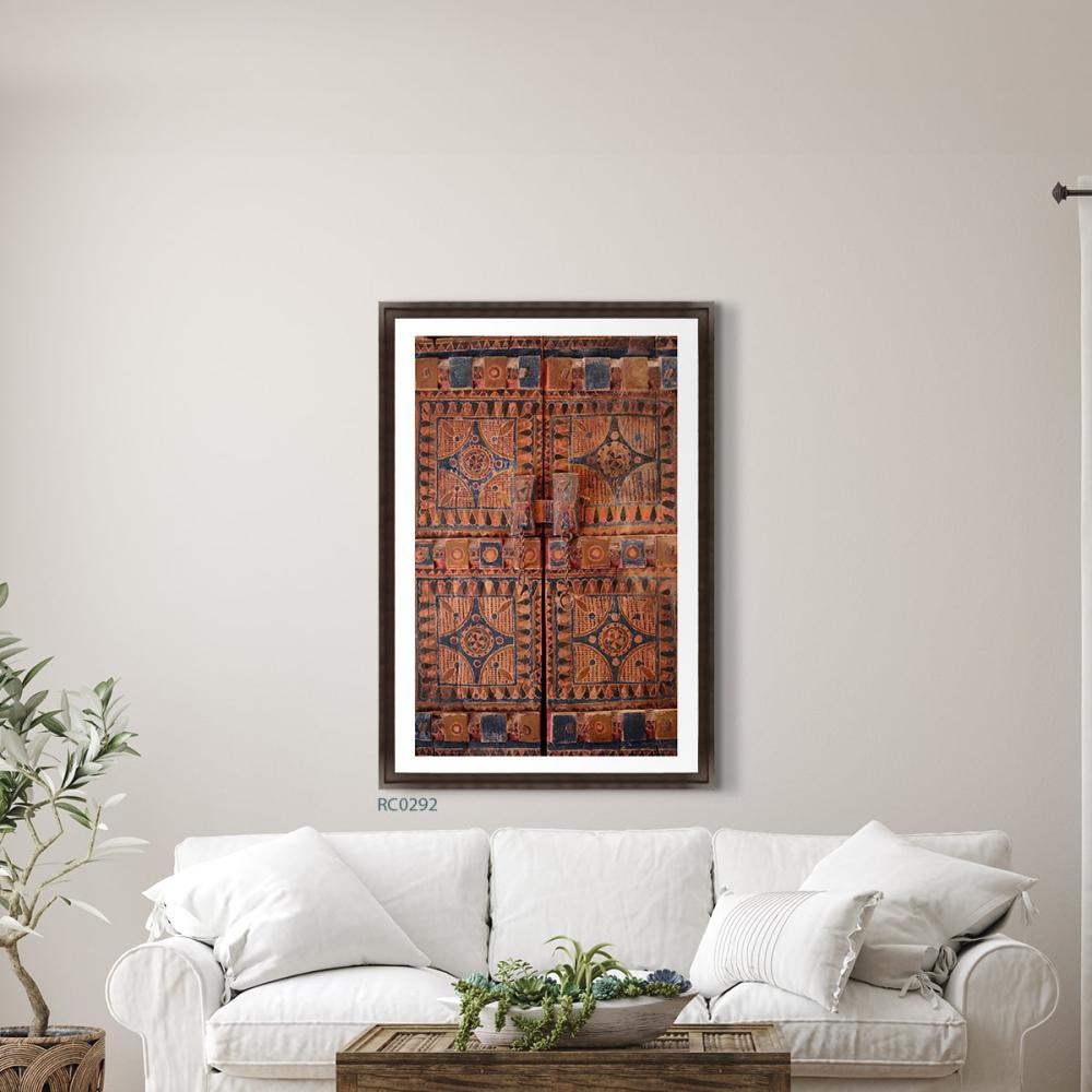 لوحة جدارية كانفس زخارف ونقوش درجات الاحمر والاسود والبني والبرتقالي