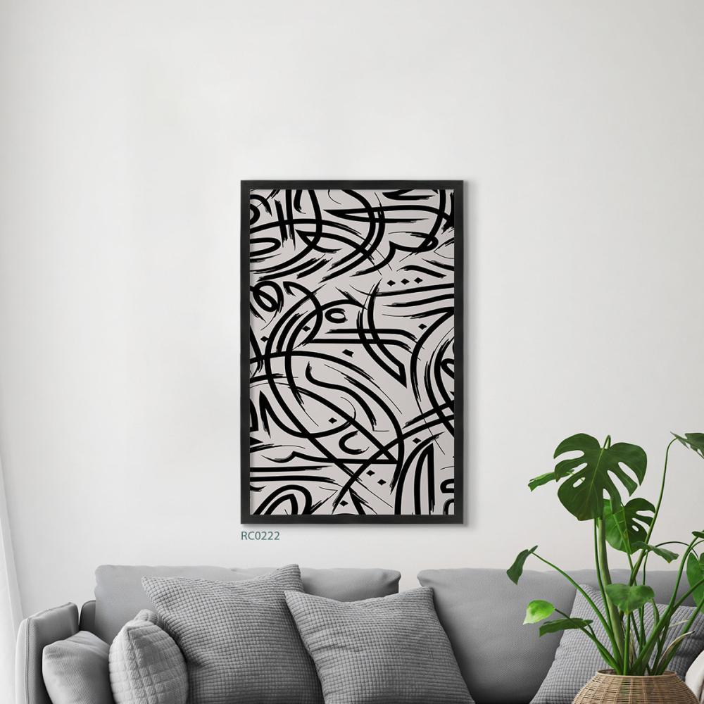 لوحة جدارية كانفس خطوط ونقاط تدرجات الاسود مع الرمادي