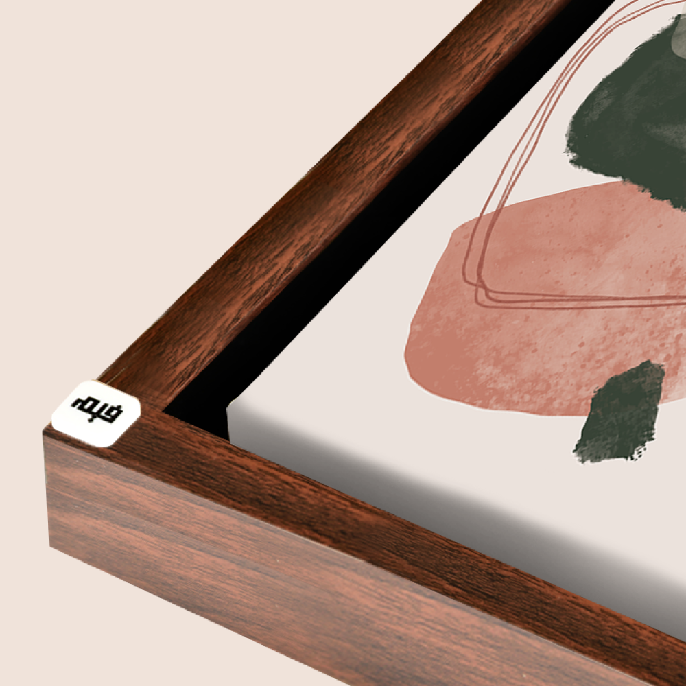 لوحة جدارية كانفس مقسمة ، أشكال - تدرجات الأخضر الزيتي مع الوردي  - فن بوهيمي