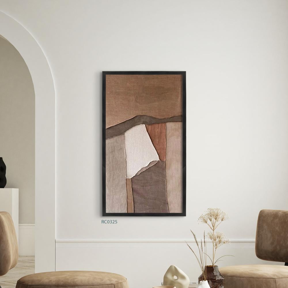 لوحة جدارية كانفس بوهيمي تداخل تدرجات البني والبيج