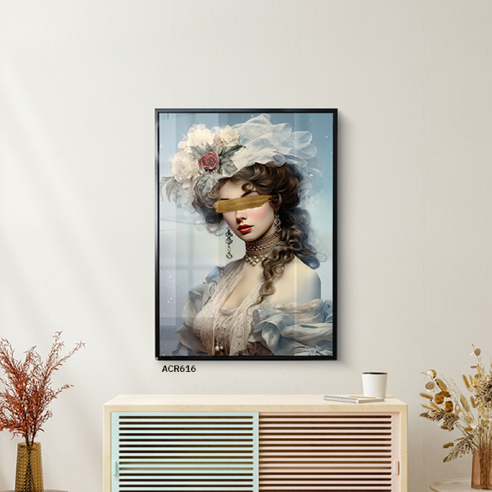 لوحة جدارية اكريليك تصور سيدة من الحقبة الفكتورية