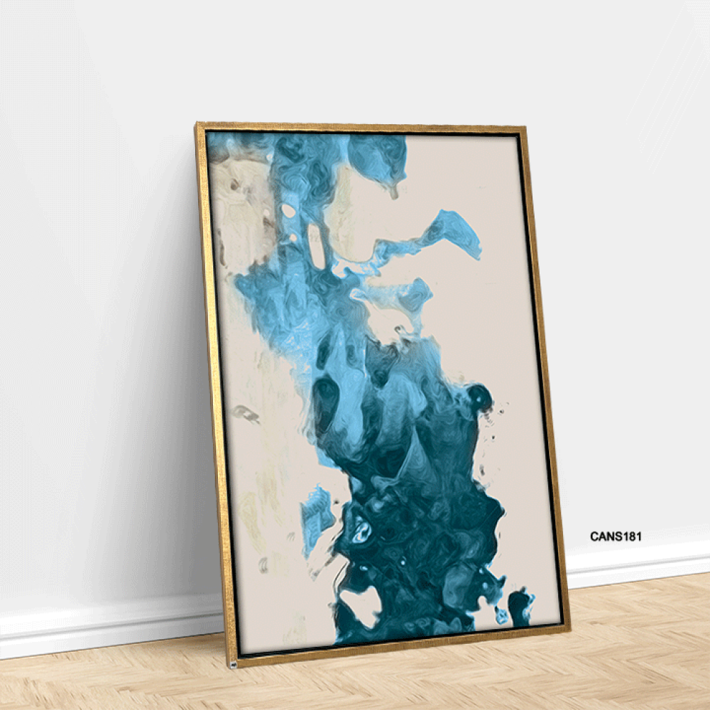 لوحة جدارية كانفس طابع مائي دخاني تدرجات أزرق وبيج