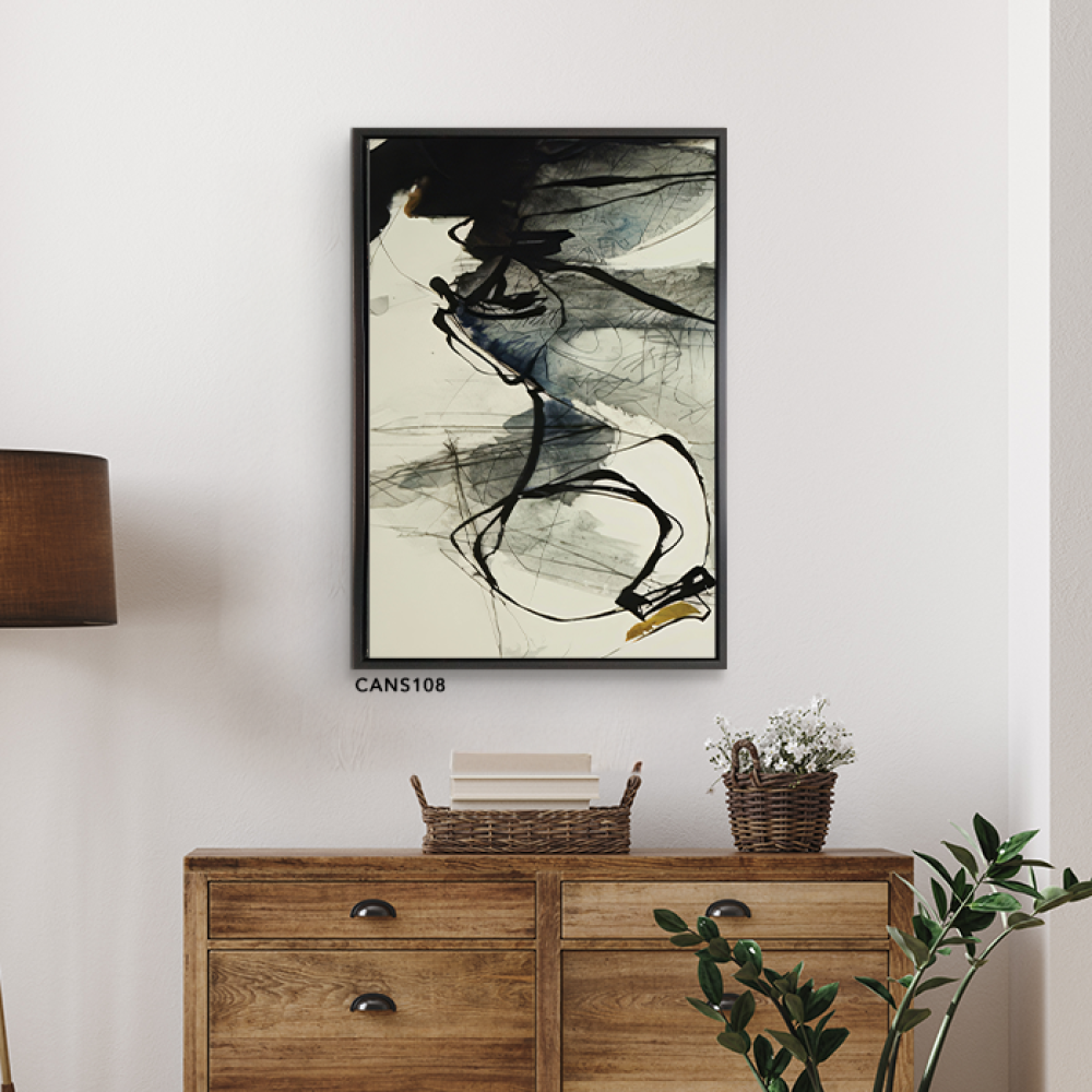 لوحة جدارية كانفس ، خطوط عشوائية - تدرجات الأسود والأخضر مع الرمادي