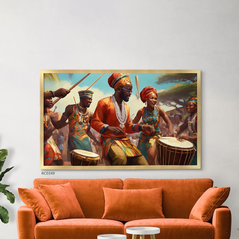 لوحة جدارية كانفس أشخاص تحتفل بالفن الأفريقي