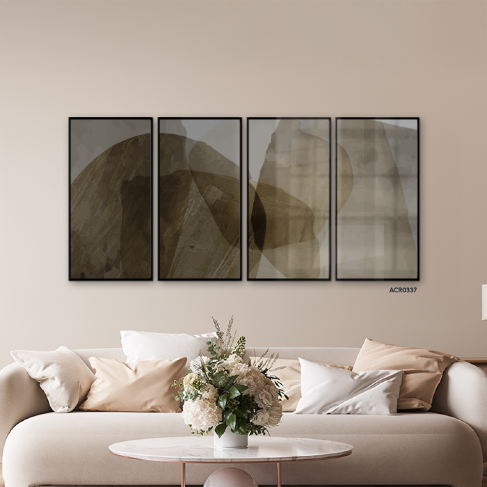 لوحة جدارية اكريليك خطوط عشوائية ندرجات  البني مع الرمادي