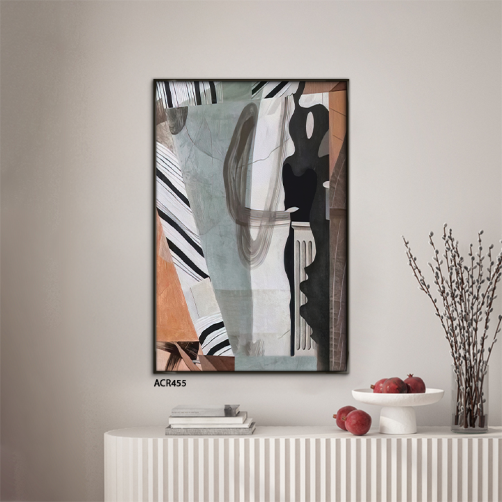 لوحة جدارية اكريليك تصور ألوان وأشكال متداخلة