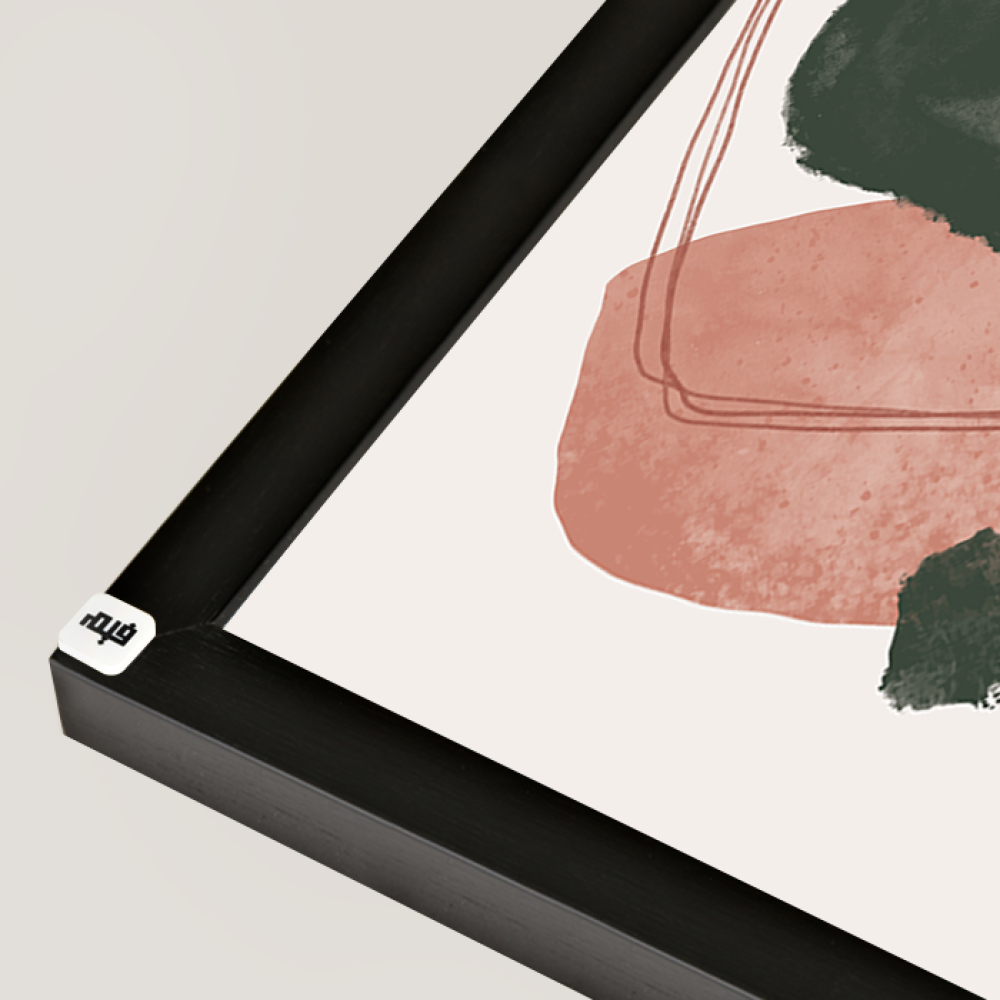 لوحة جدارية كانفس مقسمة ، أشكال - تدرجات الأخضر الزيتي مع الوردي  - فن بوهيمي