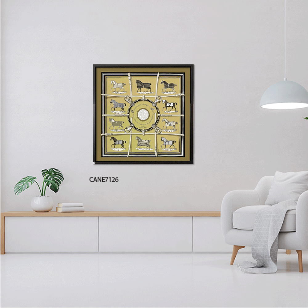 A beige horses canvas wall art