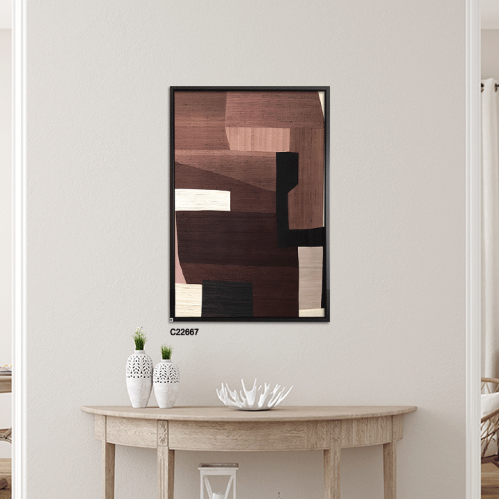 لوحة جدارية كانفس بتصميم تجريدي بتدرجات من الاحمر الغامق والاسود والابيض