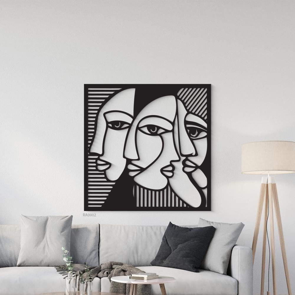 لوحة جدارية اكريليك تصور وجوه متداخلة