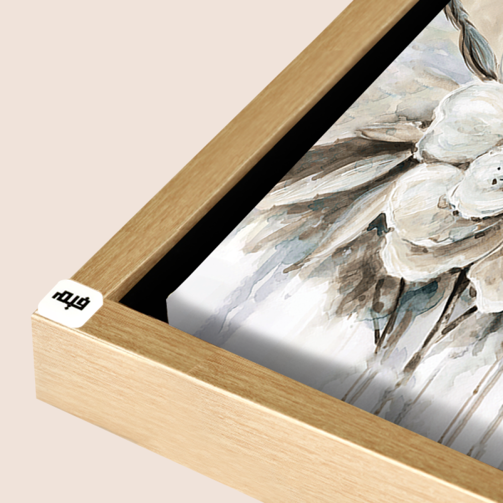 لوحة جدارية كانفس ورود لون بيج وأبيض ورمادي