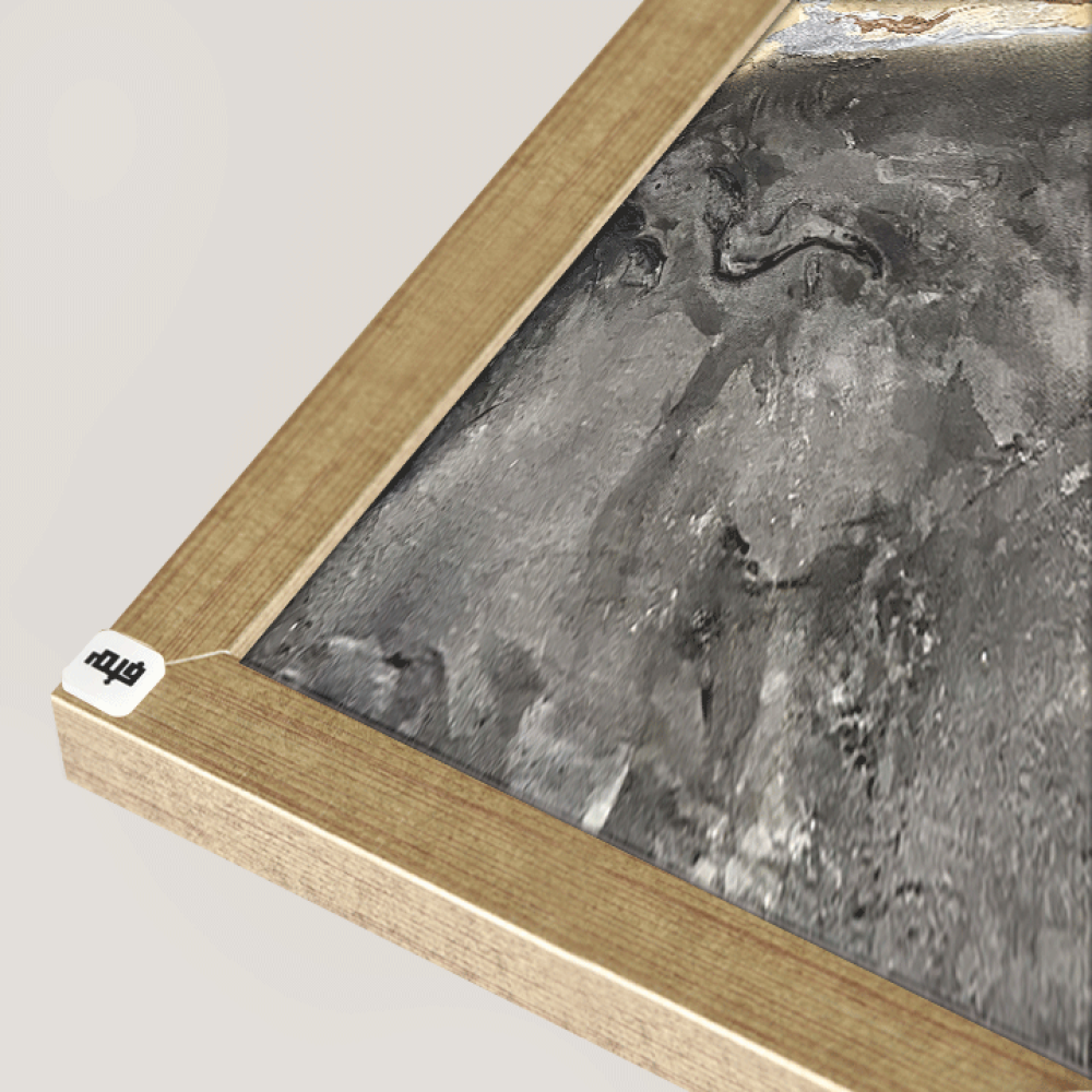 Canvas mural, shades of gold and brown with beige and black - abstract art