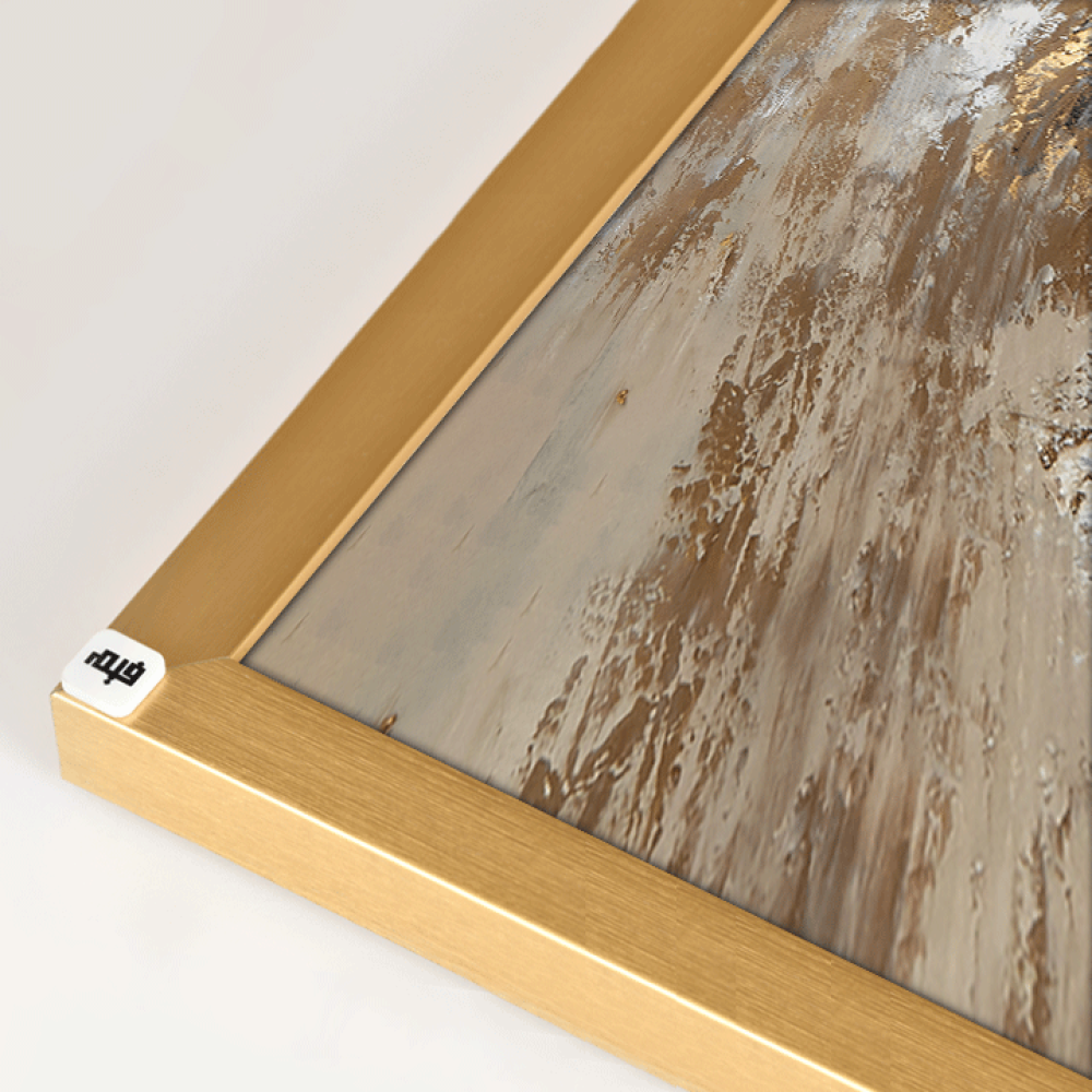 لوحة جدارية كانفس ، تداخل ألوان - تدرجات الذهبي والبني مع الرمادي والبيج