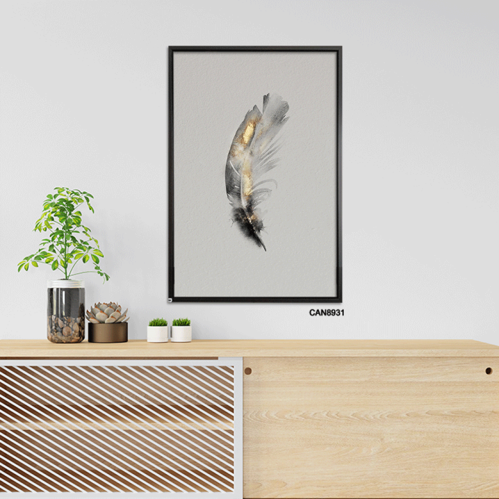 لوحة فنية جدارية كانفس ، ريشة - تدرجات الذهبي مع الأسود والبيج -