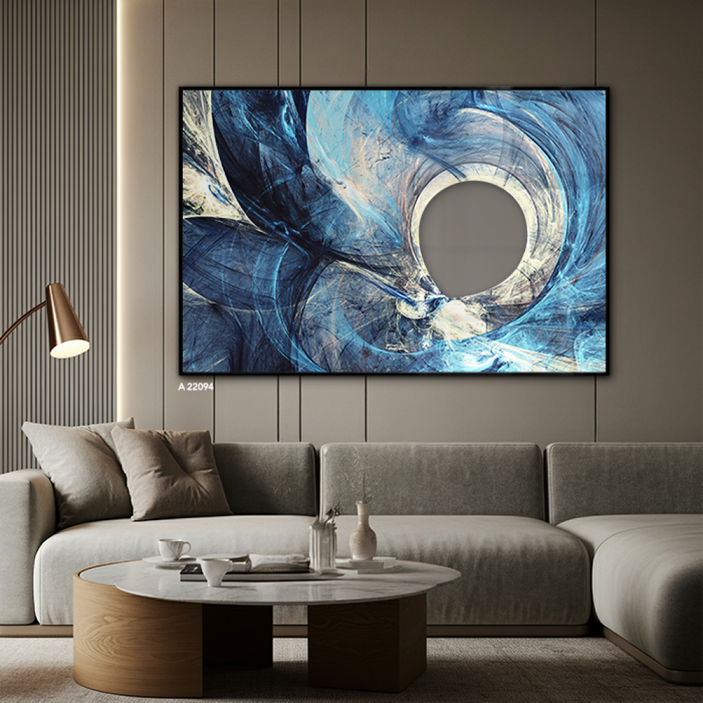 لوحة جدارية فنية اكريليك تصور دوامة تشبه الموج بتدرجات جذابة