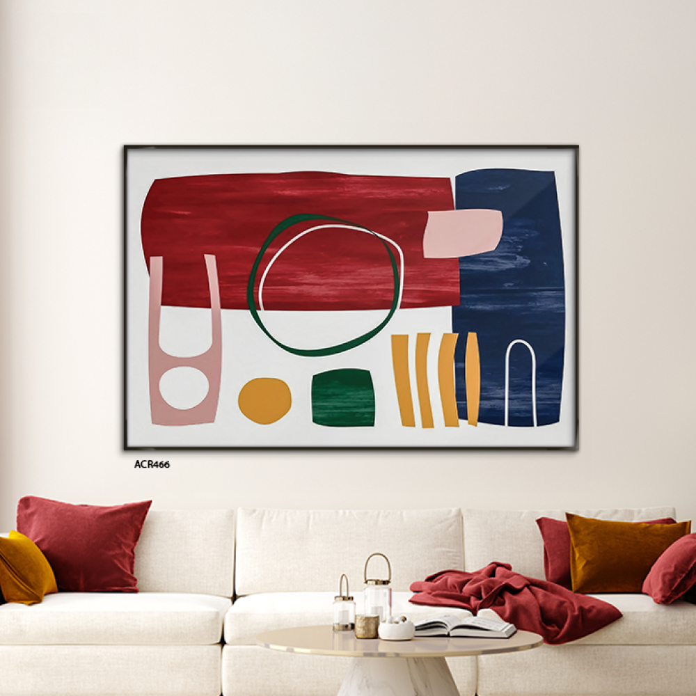 لوحة جدارية اكريليك تصميم يضم أشكالًا وزخارف متنوعة